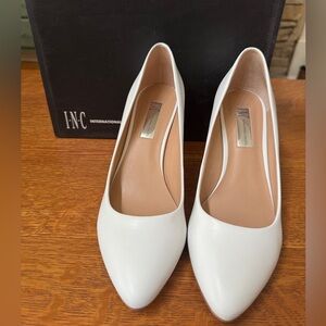 INC International Concepts White Leather High-Heel Pumps